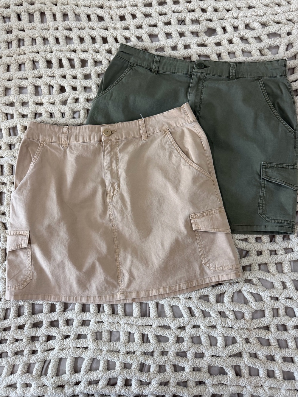Sanctuary Cargo Skirts in Olive Green and Beige
